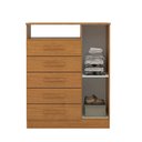Ver imagem 3 de Cômoda 1 Porta 5 Gavetas 100% MDF 95cm Nemésia Espresso Móveis Marrom/Cinamomo
