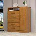 Ver imagem 1 de Cômoda 1 Porta 5 Gavetas 100% MDF 95cm Nemésia Espresso Móveis Marrom/Cinamomo