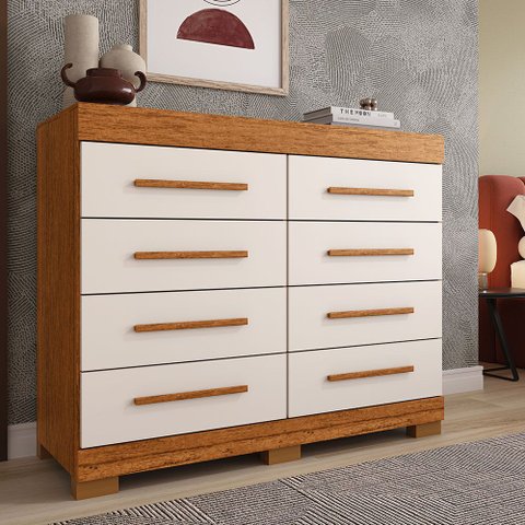 Cômoda 111,60cm 8 Gavetas 100% Mdf Lantana Espresso Móveis