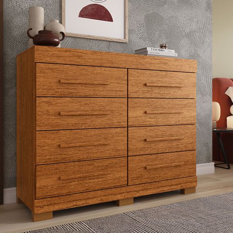 Cômoda 8 Gavetas 100% MDF Lantana 112cm Espresso Móveis Marrom/Cinamomo