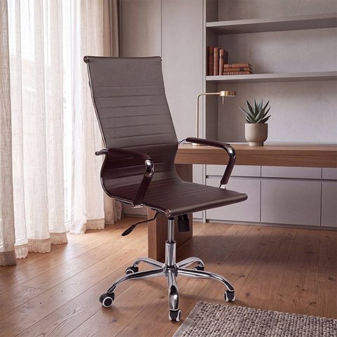 Cadeira de Escritório Home Office Giratória Altura Ajustável Marrom