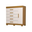 Ver imagem 2 de Cômoda 1 Porta 5 Gavetas 100% MDF Miosótis 120cm Espresso Móveis Bege/Cinamomo/Off White