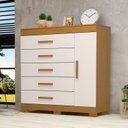 Ver imagem 1 de Cômoda 1 Porta 5 Gavetas 100% MDF Miosótis 120cm Espresso Móveis Bege/Cinamomo/Off White