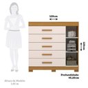 Ver imagem 4 de Cômoda 1 Porta 5 Gavetas 100% MDF Miosótis 120cm Espresso Móveis Bege/Cinamomo/Off White