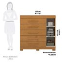 Ver imagem 4 de Cômoda 120cm 1 Porta 5 Gavetas 100% Mdf Miosótis Espresso Móveis
