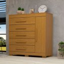 Ver imagem 1 de Cômoda 1 Porta 5 Gavetas 100% MDF 120cm Miosótis Espresso Móveis Marrom/Cinamomo