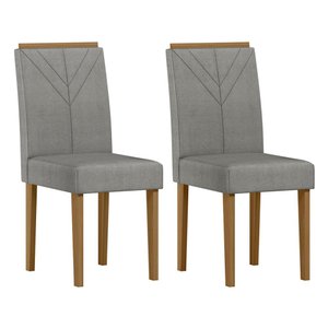 Conjunto 2 Cadeiras Amanda Ypê/linho Cinza Claro - New Ceval