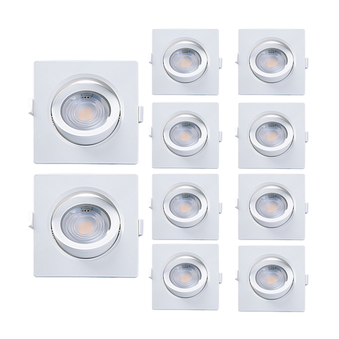 Kit 10 Spot de Led Embutir Alltop Par20 Quadrado 7W Bivolt Taschibra Luz 4000K Neutro Suave