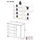 Ver imagem 4 de Cômoda Infantil 95cm 1 Porta e 4 Gavetas Realeza Multimóveis Mp4454 Madeirado/branco