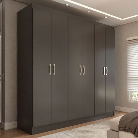 Guarda-roupa Casal Normandia 6 Portas 2 Gavetas Black - Panorama Móveis