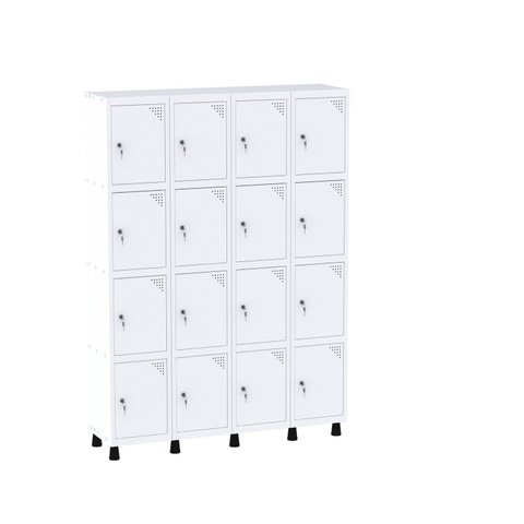 Armário Guarda Volume Locker Roupeiro 16 Portas Aço Grf 504/16 Branco