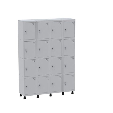 Armário Guarda Volume Locker Roupeiro 16 Portas Aço Grf 504/16 Cinza