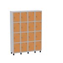 Ver imagem 1 de Armário Guarda Volume Locker Roupeiro 16 Portas Aço Grf 504/16 Cinza/Laranja Picasso
