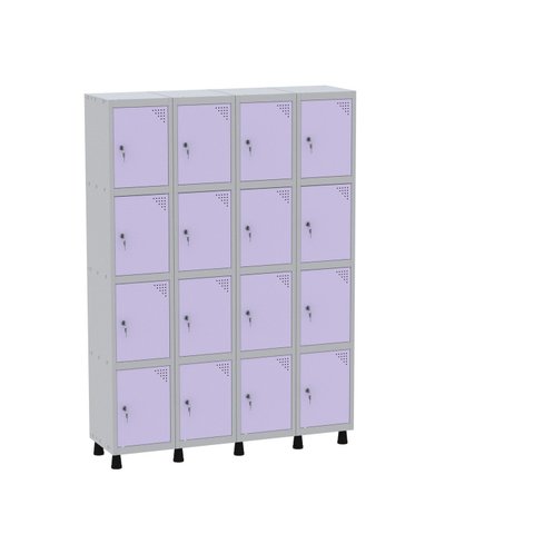 Armário Guarda Volume Locker Roupeiro 16 Portas Aço Grf 504/16 Cinza/Lilás