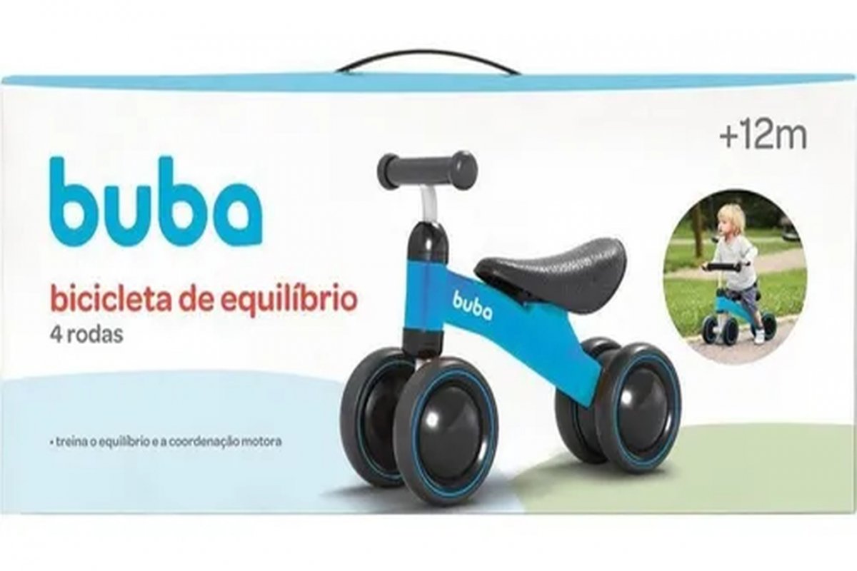 Bicicleta de Equilíbrio Infantil 4 Rodas Azul - Buba 13517 - 3