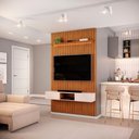 Ver imagem 1 de Painel para Tv até 55 Polegadas 1,43m Ripado Autêntico com Led e Nicho Montreal Madeirado/off