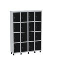 Ver imagem 1 de Armário Guarda Volume Locker Roupeiro 16 Portas Aço Grf 504/16 Cinza/Preto