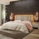 Ver imagem 1 de Cabeceira Estofada Cama Casal King Size Led Splend 200 Cm:linho Bege