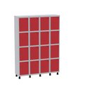 Ver imagem 1 de Armário Locker Industrial Aço 16 Portas com Chave 138cm Cinza Grf 504/16 Vermelho