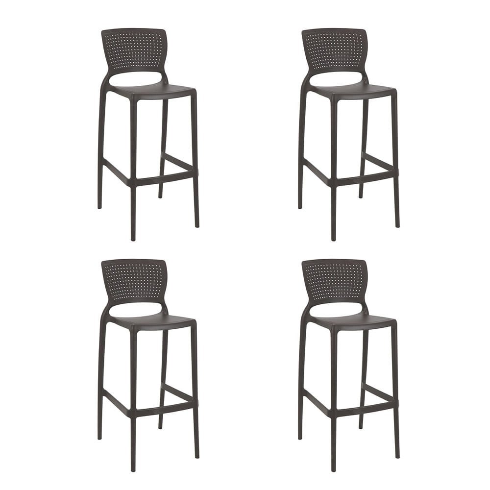 Conjunto de 4 Cadeiras Plásticas Tramontina Safira Alta Residência em Polipropileno e Fibra de Vidro - 1