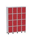 Ver imagem 1 de Armário Guarda Volume Locker Roupeiro 16 Portas Aço Grp 504/16 Vermelho/Cinza