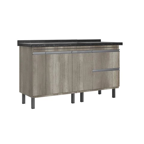 Gabinete de Cozinha 100% Mdf 2 Gavetas Balcão Madeira 144cm:barrique