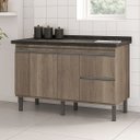 Ver imagem 2 de Gabinete de Cozinha 100% Mdf 2 Gavetas Balcão Madeira 144cm:barrique