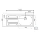 Ver imagem 2 de Pia de Apoio para Cozinha Tramontina Filo 56 DX sem Furo para Torneira -
