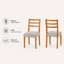 Ver imagem 4 de Conjunto Sala de Jantar Retangular 4 Lugares Natalia Mesa e Cadeiras Madeira Maciça Tecido Linho Cin