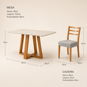 Ver imagem 5 de Conjunto Sala de Jantar Retangular 4 Lugares Natalia Mesa e Cadeiras Madeira Maciça Tecido Linho Cin