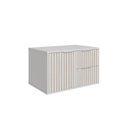 Ver mais imagens de Conjunto para Banheiro Bancada em Porcelanato com Cuba Esculpida, Armário e Espelheira Ripy 60cm Branco