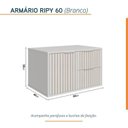 Ver imagem 7 de Conjunto para Banheiro Bancada em Porcelanato com Cuba Esculpida, Armário e Espelheira Ripy 60cm Branco