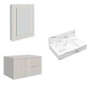 Ver imagem 2 de Conjunto para Banheiro Bancada em Porcelanato com Cuba Esculpida, Armário e Espelheira Ripy 60cm Branco