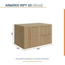 Ver imagem 3 de Conjunto para Banheiro Bancada em Porcelanato com Cuba Esculpida, Armário e Espelheira Ripy 60cm