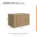 Ver imagem 3 de Conjunto para Banheiro Bancada em Porcelanato com Cuba Esculpida, Armário e Espelheira Ripy 60cm Amarelo/Wood