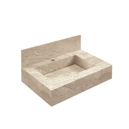 Conjunto para Banheiro Bancada em Porcelanato com Cuba Esculpida, Armário e Espelheira Ripy 60cm - 11