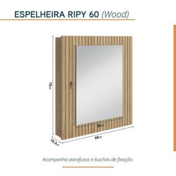 Conjunto para Banheiro Bancada em Porcelanato com Cuba Esculpida, Armário e Espelheira Ripy 60cm - 6