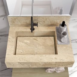 Conjunto para Banheiro Bancada em Porcelanato com Cuba Esculpida, Armário e Espelheira Ripy 60cm - 13