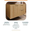Ver imagem 4 de Conjunto para Banheiro Bancada em Porcelanato com Cuba Esculpida, Armário e Espelheira Ripy 60cm Amarelo/Wood