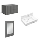 Ver imagem 2 de Conjunto Completo para Banheiro Bancada em Porcelanato com Cuba Esculpida, Armário e Espelho Ripy 60