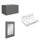 Ver imagem 2 de Conjunto Completo para Banheiro Bancada em Porcelanato com Cuba Esculpida, Armário e Espelho Ripy 60cm Cinza