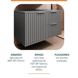 Conjunto Completo para Banheiro Bancada em Porcelanato com Cuba Esculpida, Armário e Espelho Ripy 60cm - 6