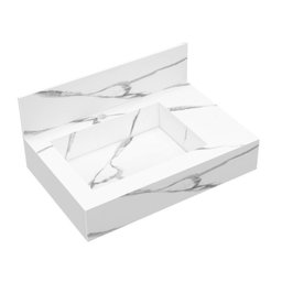 Conjunto Completo para Banheiro Bancada em Porcelanato com Cuba Esculpida, Armário e Espelho Ripy 60cm - 16