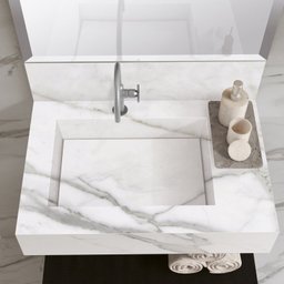 Conjunto Completo para Banheiro Bancada em Porcelanato com Cuba Esculpida, Armário e Espelho Ripy 60cm - 15