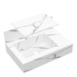 Conjunto Completo para Banheiro Bancada em Porcelanato com Cuba Esculpida, Armário e Espelho Ripy 60cm - 17