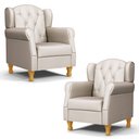 Ver imagem 1 de Kit 02 Poltronas de Amamentação e Descanso Pés Madeira Lucy P04 Sintético Bege - Mpozenato