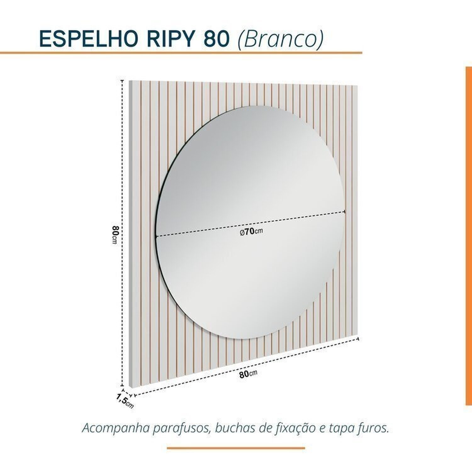 Conjunto para Banheiro Bancada em Porcelanato com Cuba Esculpida, Armário e Espelho Ripy 80cm - 3