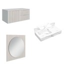 Ver imagem 2 de Conjunto para Banheiro Bancada em Porcelanato com Cuba Esculpida, Armário e Espelho Ripy 80cm Yescas