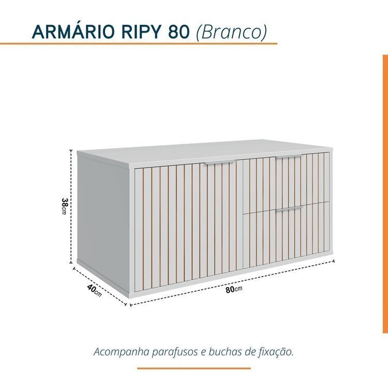 Conjunto para Banheiro Bancada em Porcelanato com Cuba Esculpida, Armário e Espelho Ripy 80cm - 5