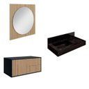 Ver imagem 2 de Conjunto para Banheiro Bancada em Porcelanato com Cuba Esculpida, Armário e Espelho Ripy 80cm Yescas